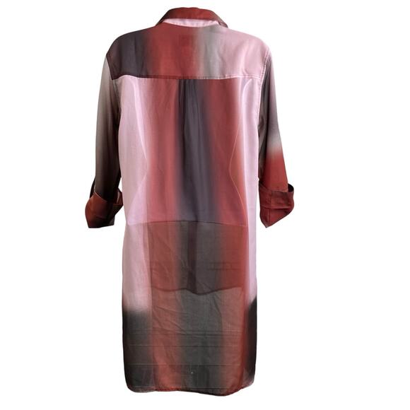 Reiss Women's Ombré Button Up Long Tunic Top‎ Size 6 Statement Modern Lagenlook - Picture 2 of 10